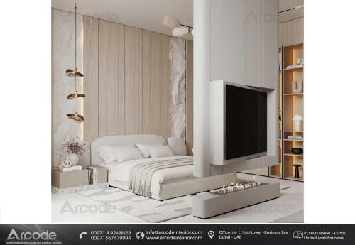  master bedroom design with rotating tv unit 1